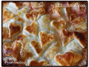 Valentine's Day Plum Pie recipe hearts