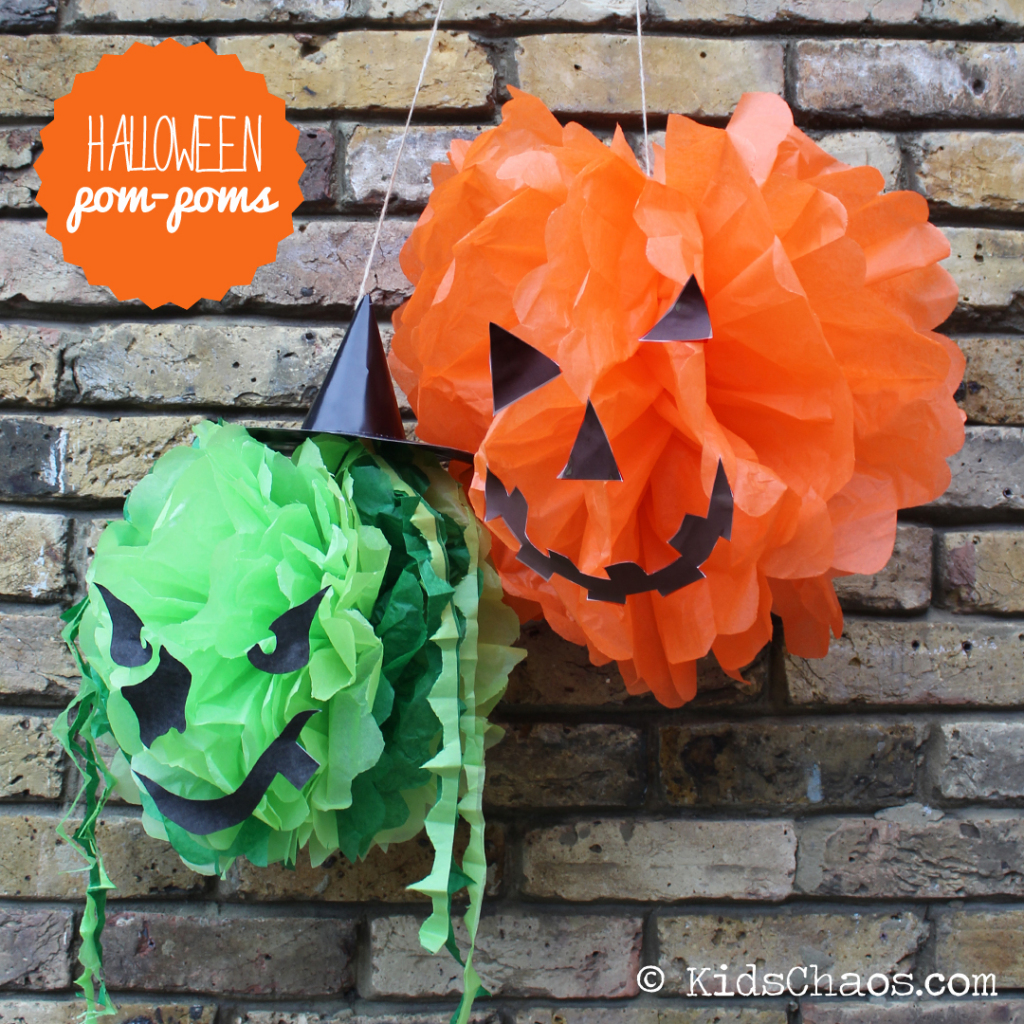 Witch and Pumpkin Halloween Pompoms